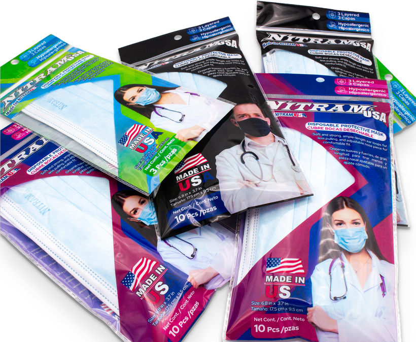 SHOP USA MADE 3-PLY DISPOSABLE FACE MASKS